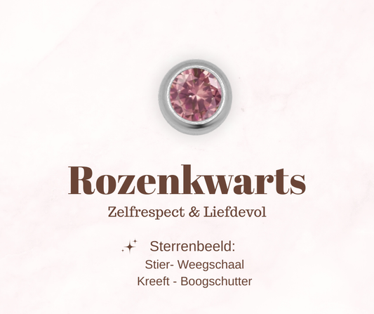 Geboortesteen bedel - Rozenkwarts