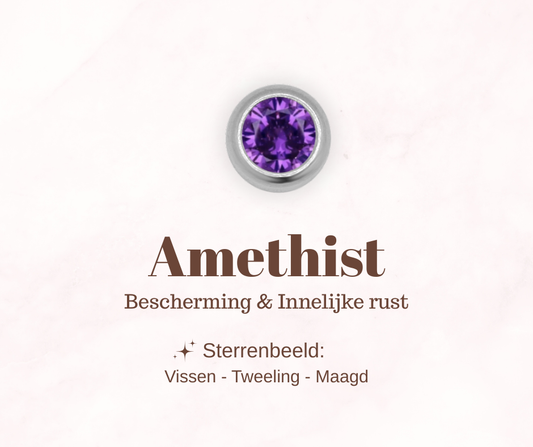 Geboortesteen bedel - Amethist