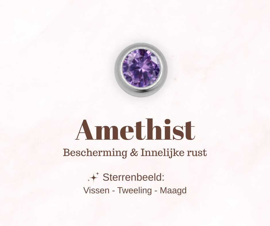Geboortesteen bedel - Amethist