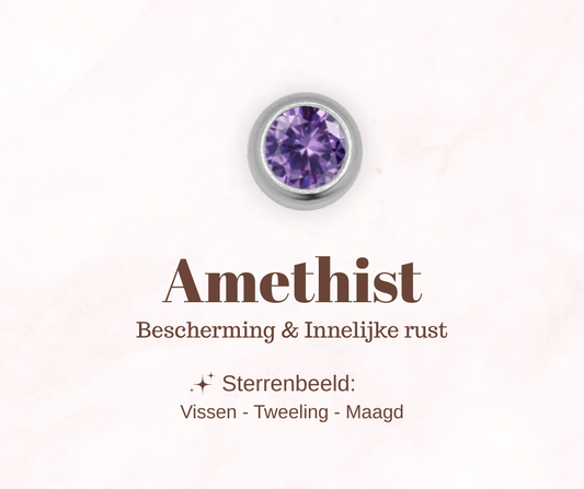 Geboortesteen bedel - Amethist