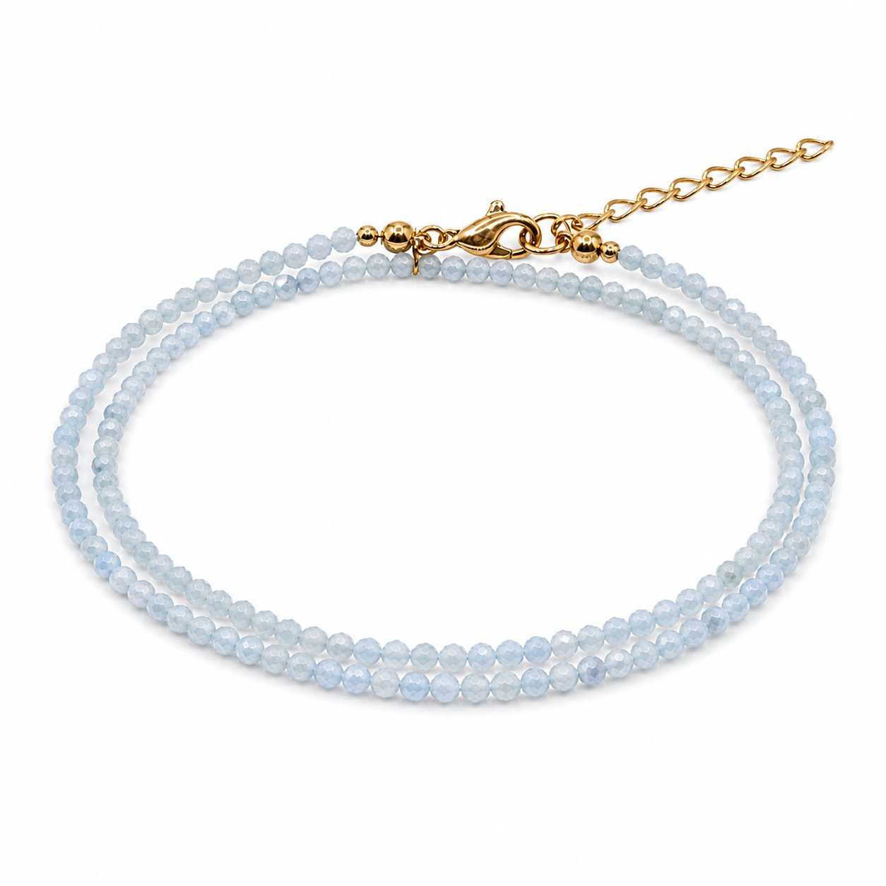 Dubbele edelsteen armband – Aquamarijn
