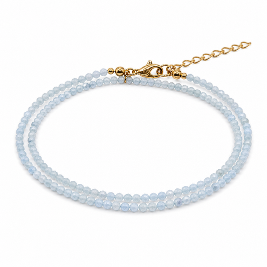 Dubbele edelsteen armband – Aquamarijn