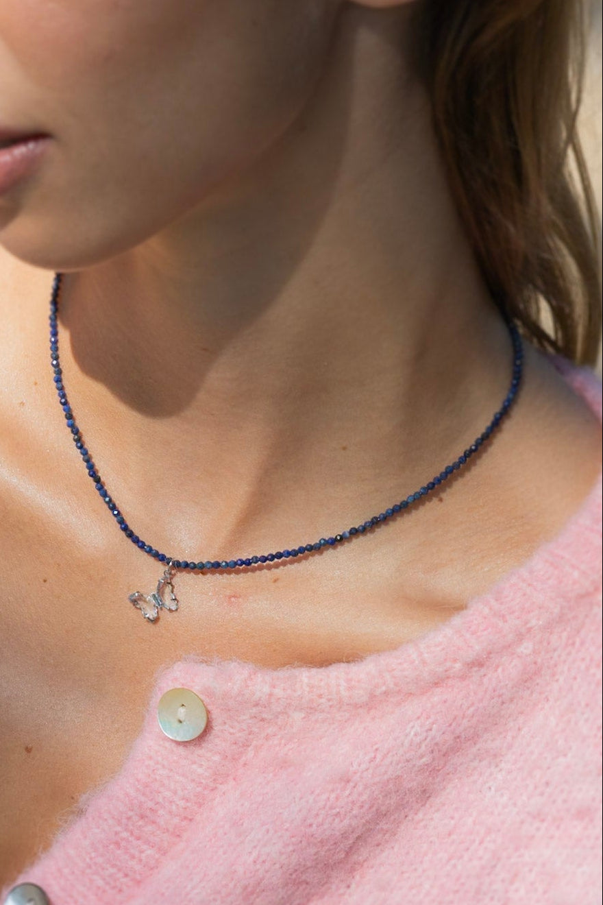 Edelsteen ketting mini - Lapis Lazuli - Wijsheid - Zilver
