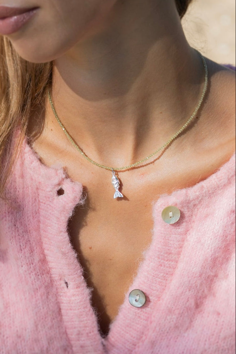 3 MM Edelsteen ketting - Olivijn - Goud