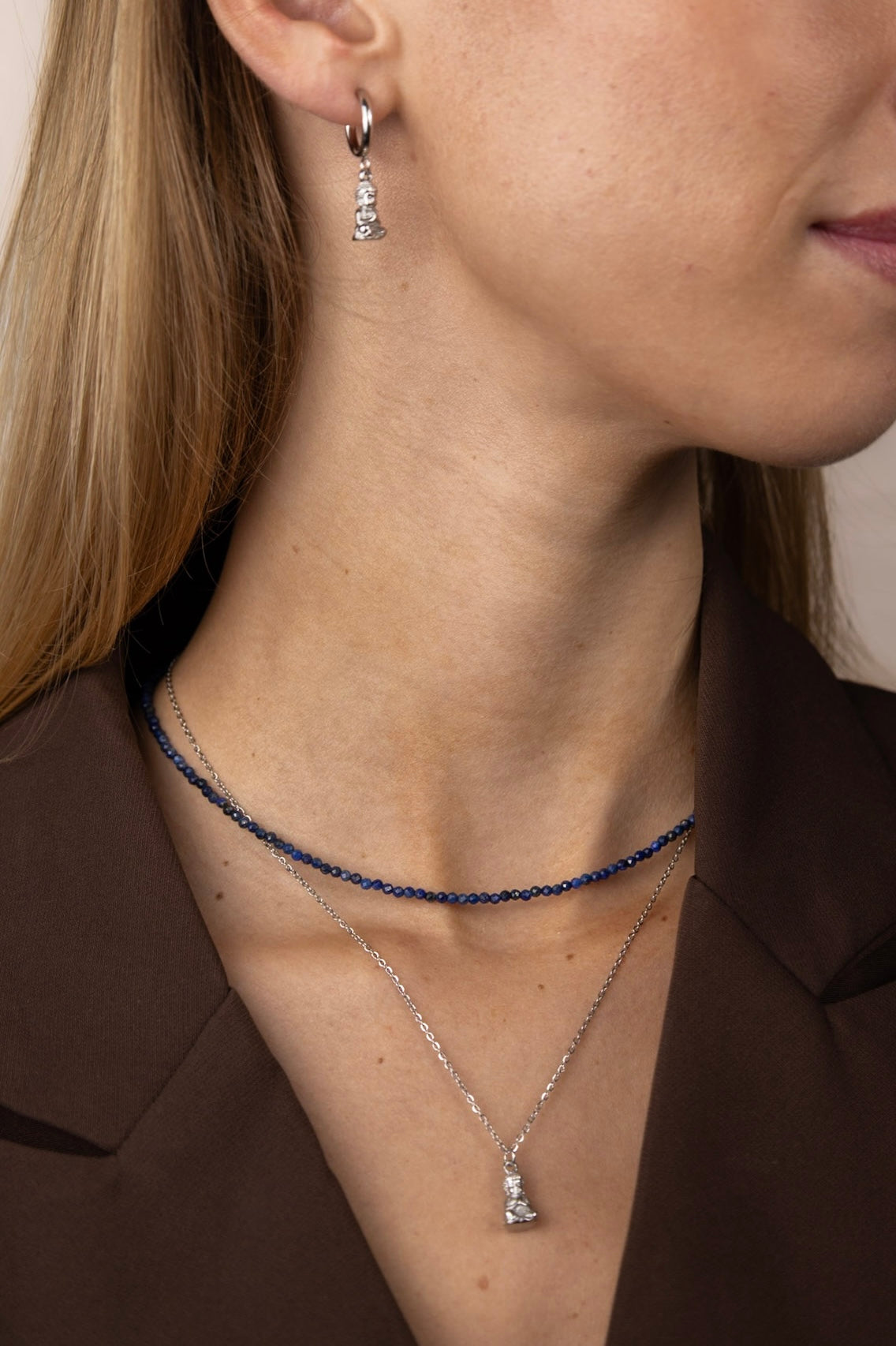 3 MM Edelsteen ketting - Lapiz Lazulli - Goud