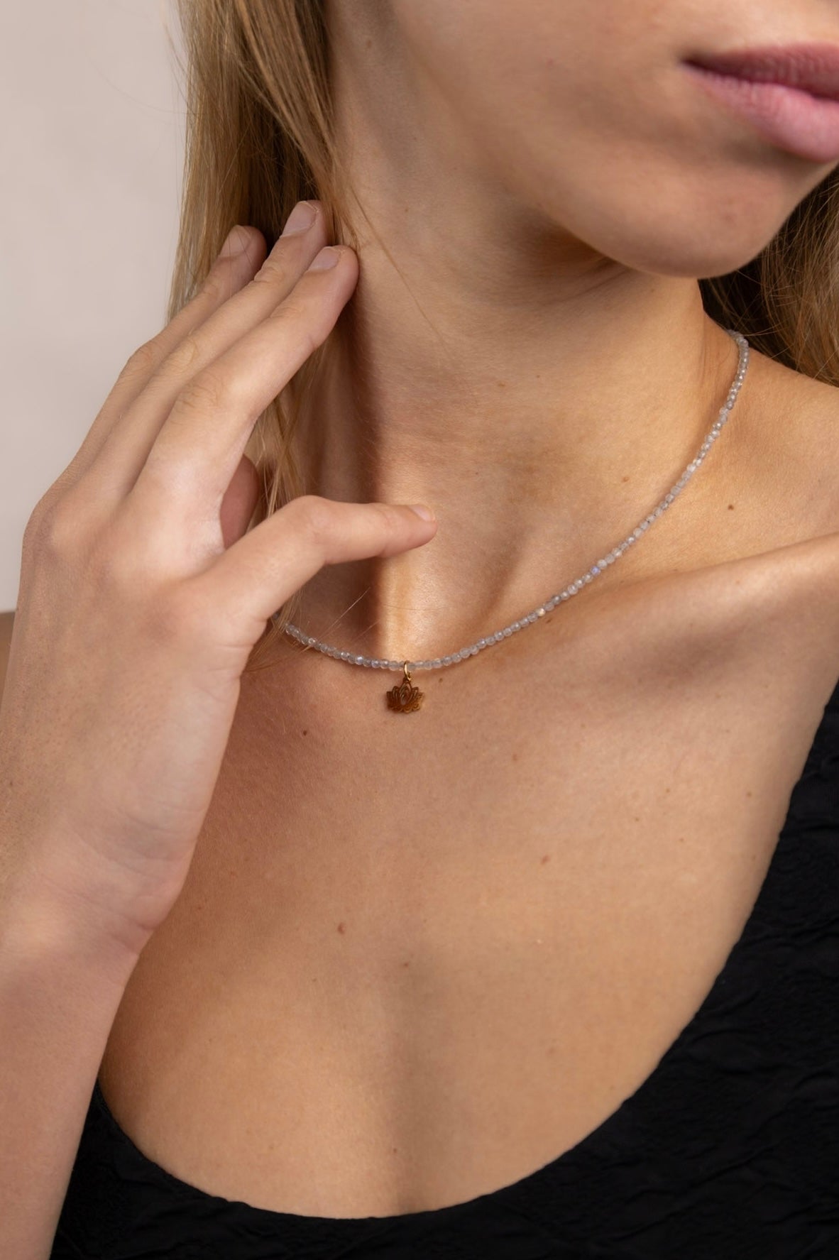 3 MM Edelsteen ketting - Labradoriet - Goud