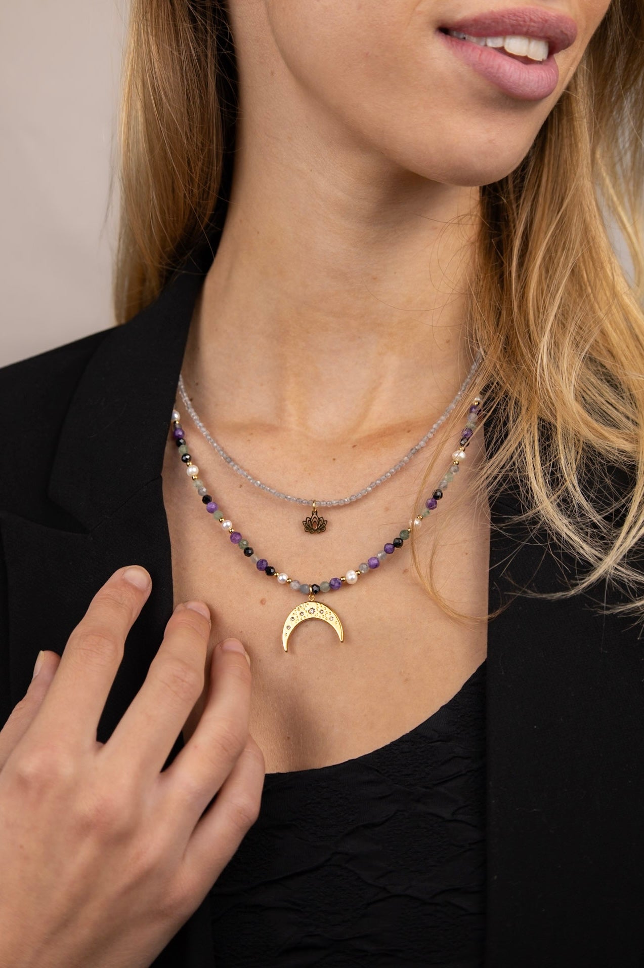 3 MM Edelsteen ketting - Labradoriet - Goud