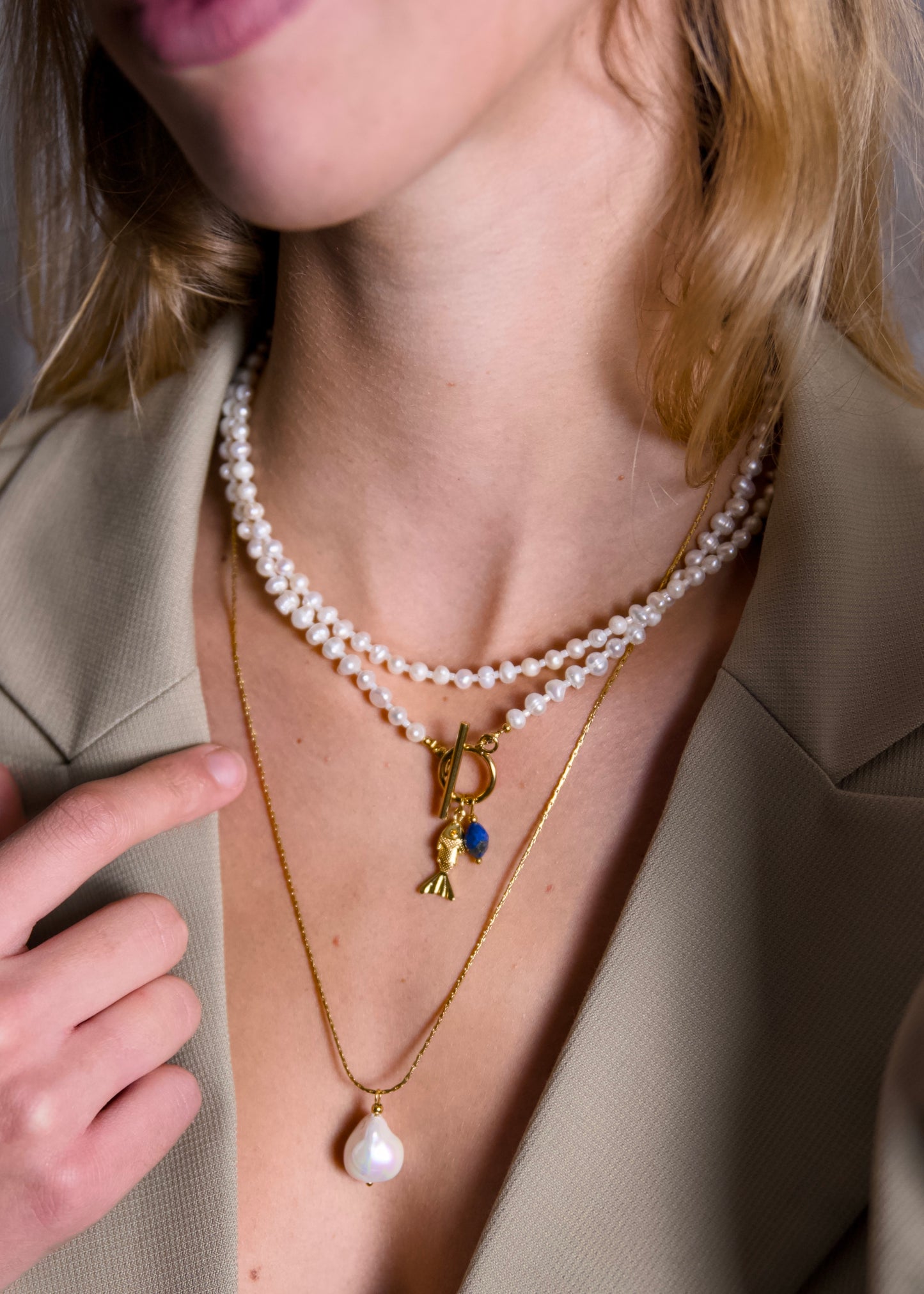 Dubbelen Zoetwaterparel Ketting