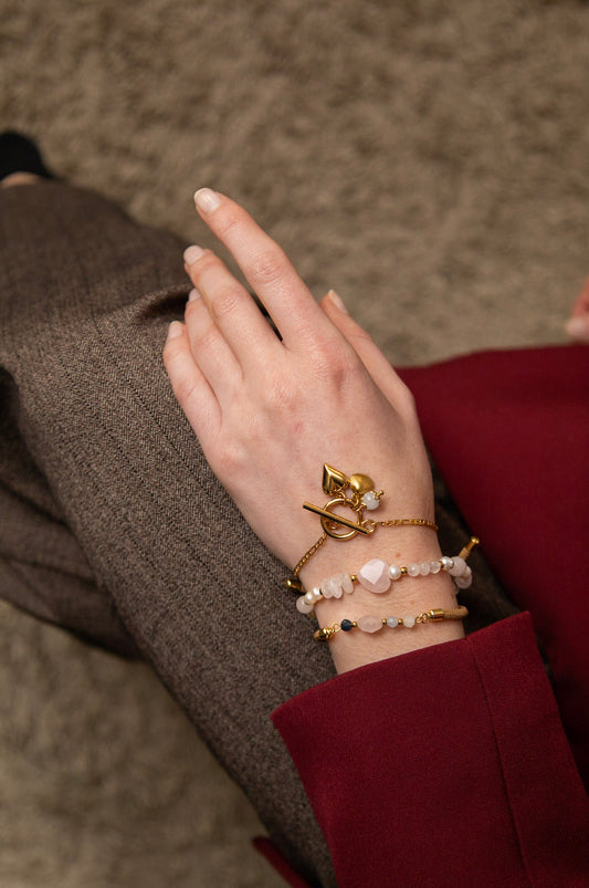 Bedelarmband – Hart, Schelp & Aquamarijn