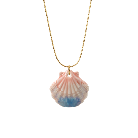Bedelketting - Keramiek schelp - Roze